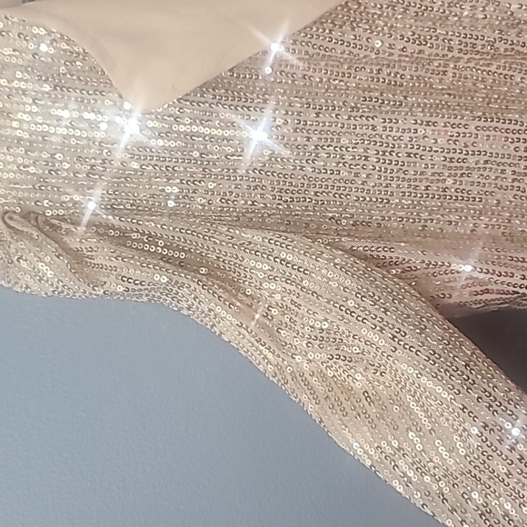 Women's Sequin Cardigan Long Sleeve Gold Large - Picture 3 of 7